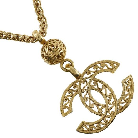 CHANEL Vintage Gold Logo Necklace - Picture 1 of 10